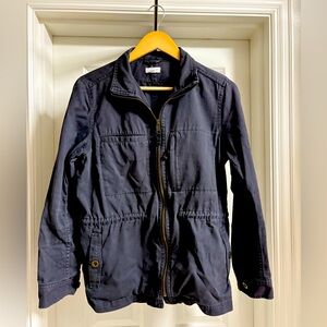 Garnet Hill Cotton Cargo Utility Jacket | 10 | Washed black / Taupe Grey